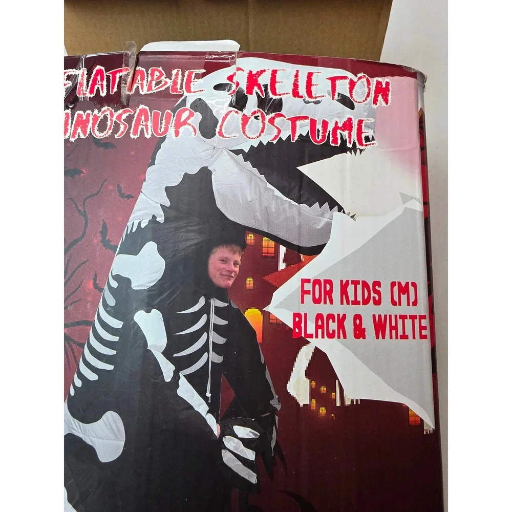 Lulu Home Inflatable Skeleton T-Rex Costume Kids Black Dinosaur‎ 6.5FT 21224B K1